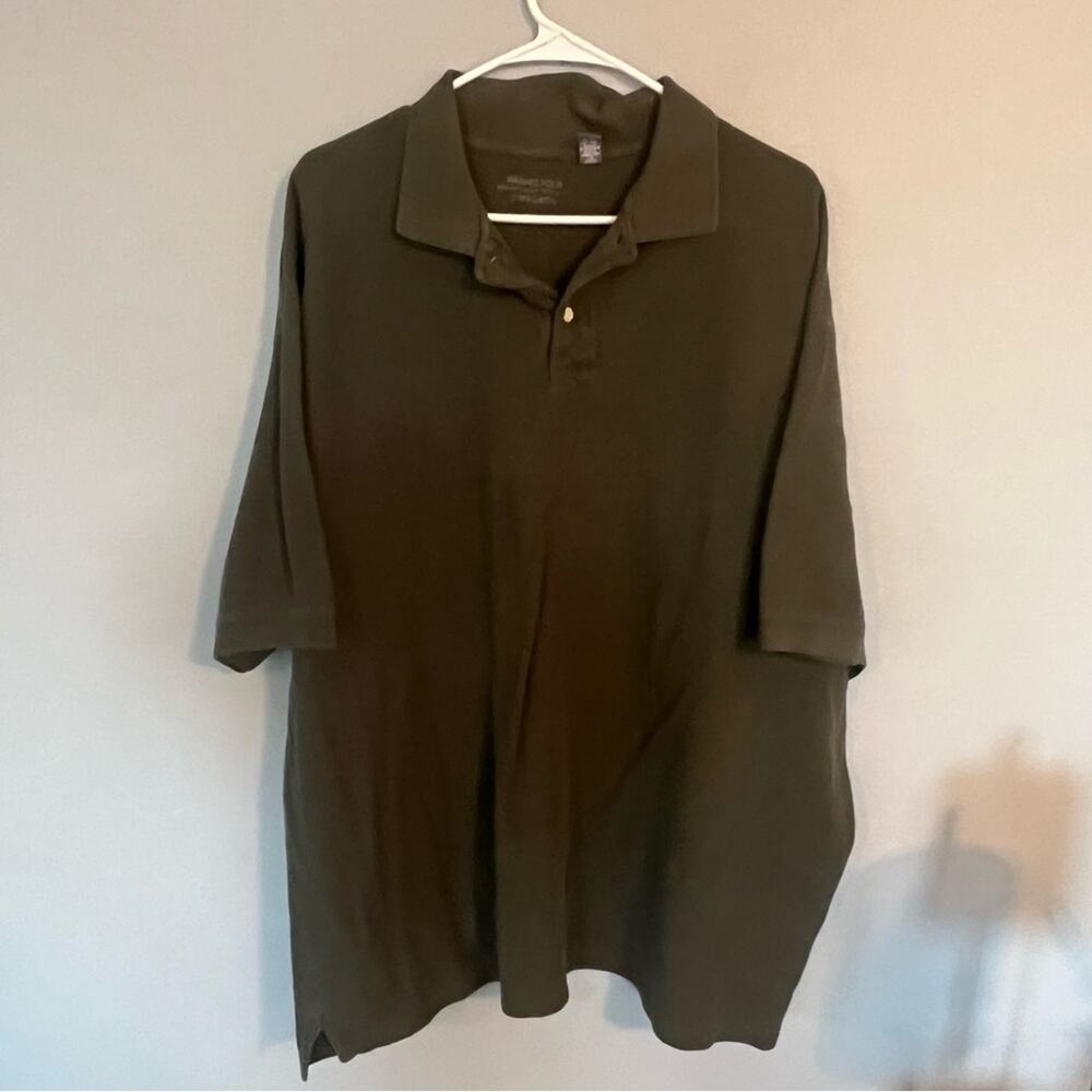 Cherokee Washed Polo Shirt Green Cotton Men’s Size XXL / 3X Short Sleeves